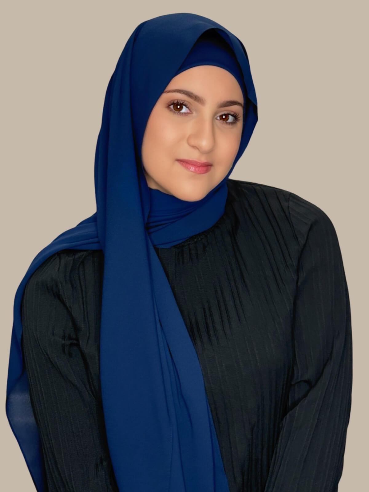 Modish Girl Matching Chiffon Hijab Set-Navy