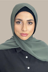 Luxury Chiffon Hijab-Army Green