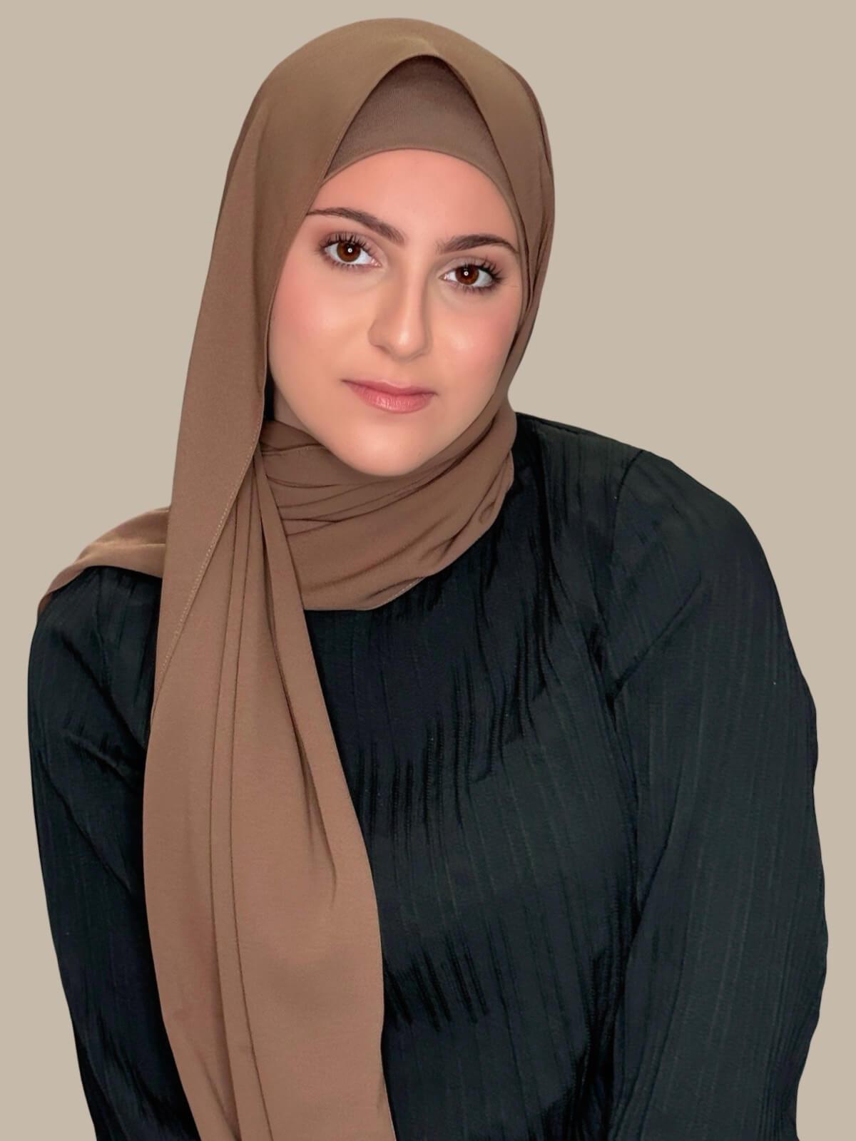 Modish Girl Matching Chiffon Hijab Set-Walnut Brown