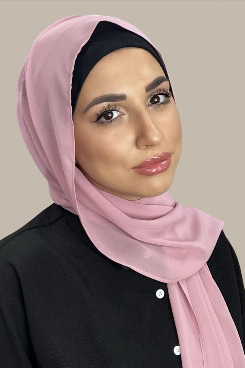 Luxury Chiffon Hijab-Blush Rose