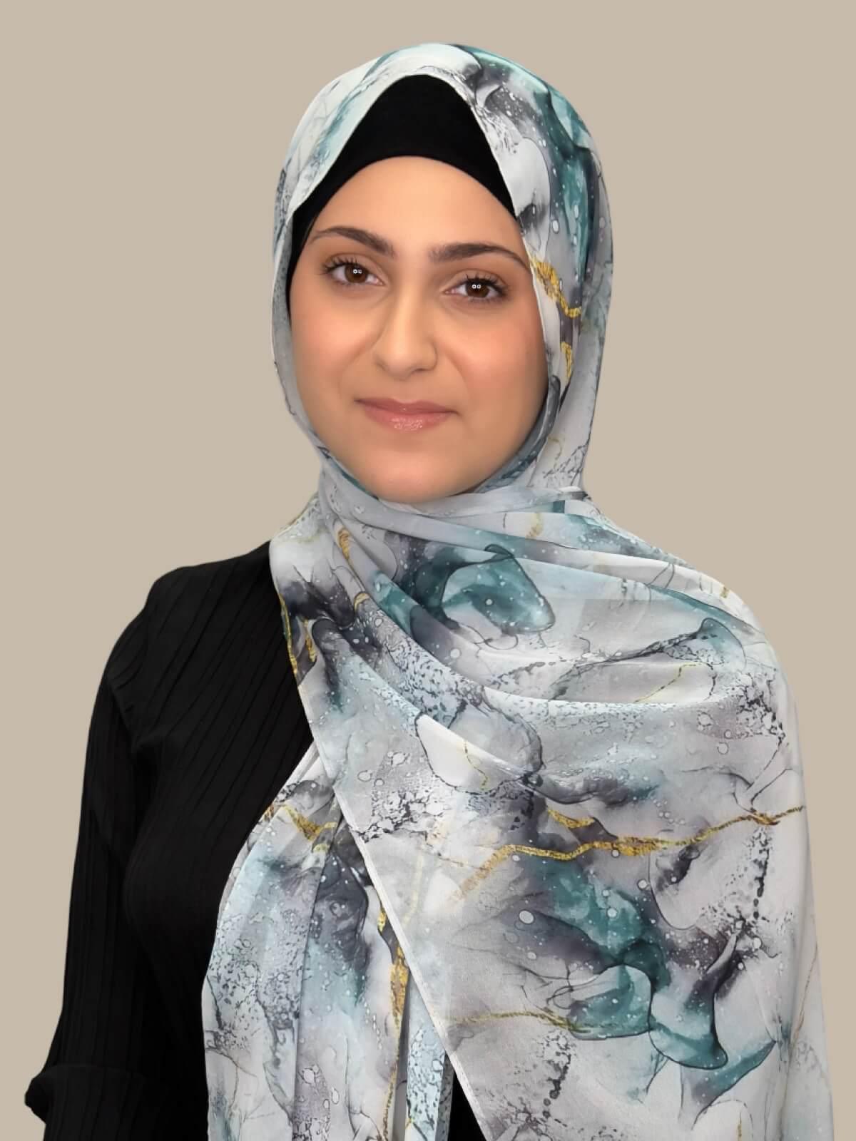 Modish Girl Printed Chiffon Hijab- Mystic Marble