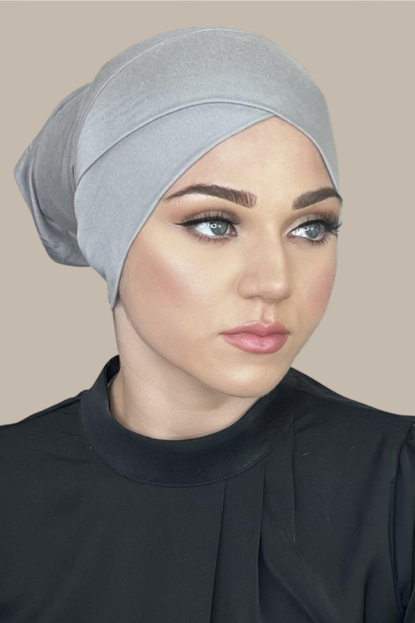 Premium Jersey Cross Front Underscarf-Chic Grey