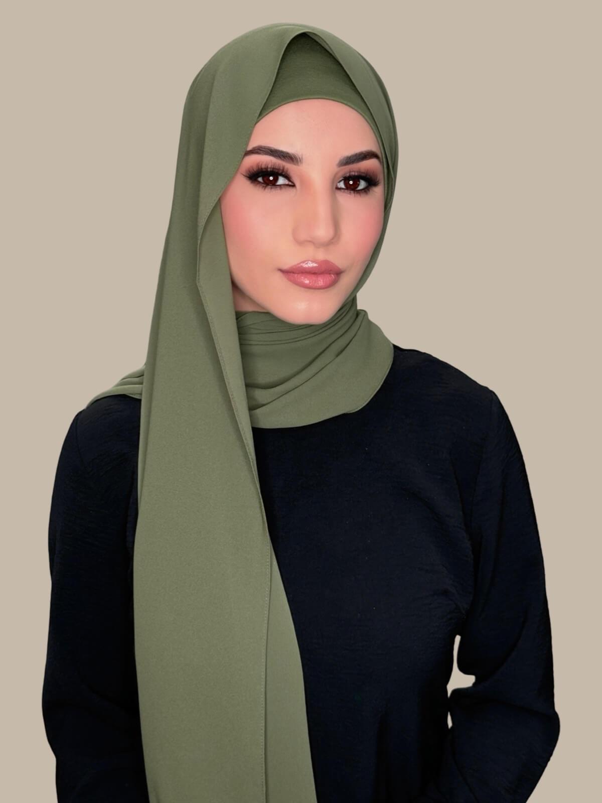 Matching Chiffon Hijab Set-Dusty Olive