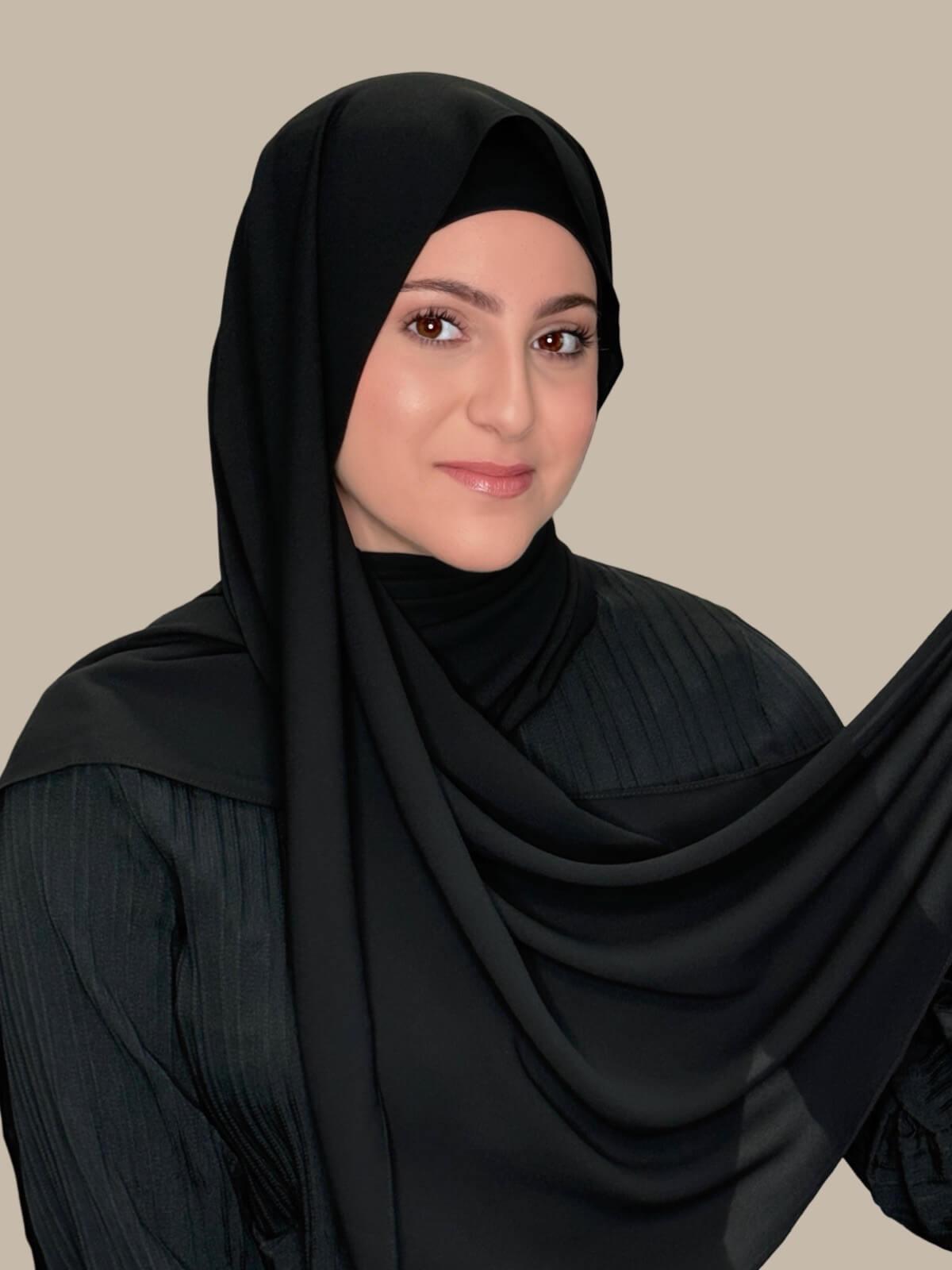 Modish Girl Matching Chiffon Hijab Set-Black