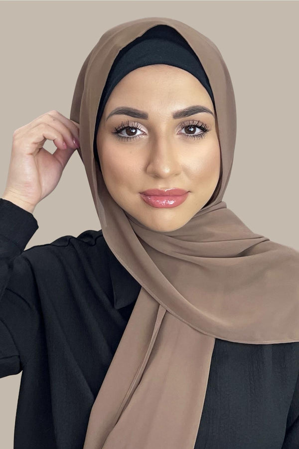 Luxury Chiffon Hijab-Walnut Brown