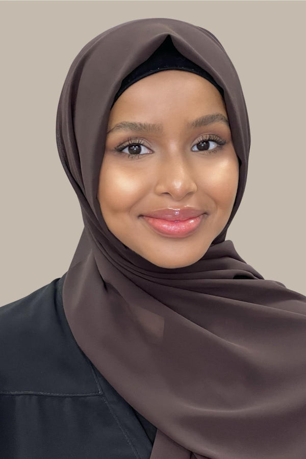 Luxury Chiffon Hijab-Coffee Brown