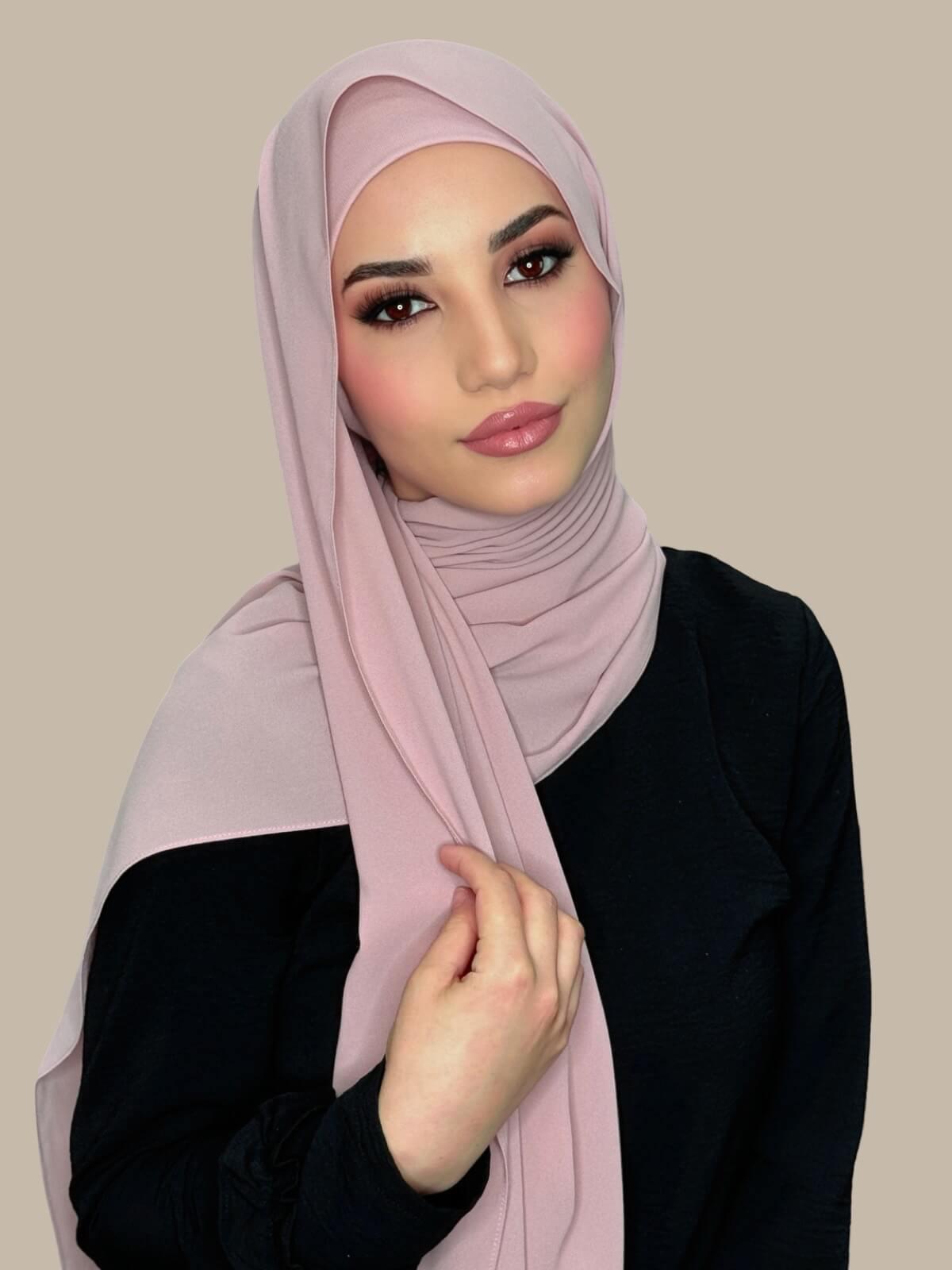Matching Chiffon Hijab Set-Blush Rose