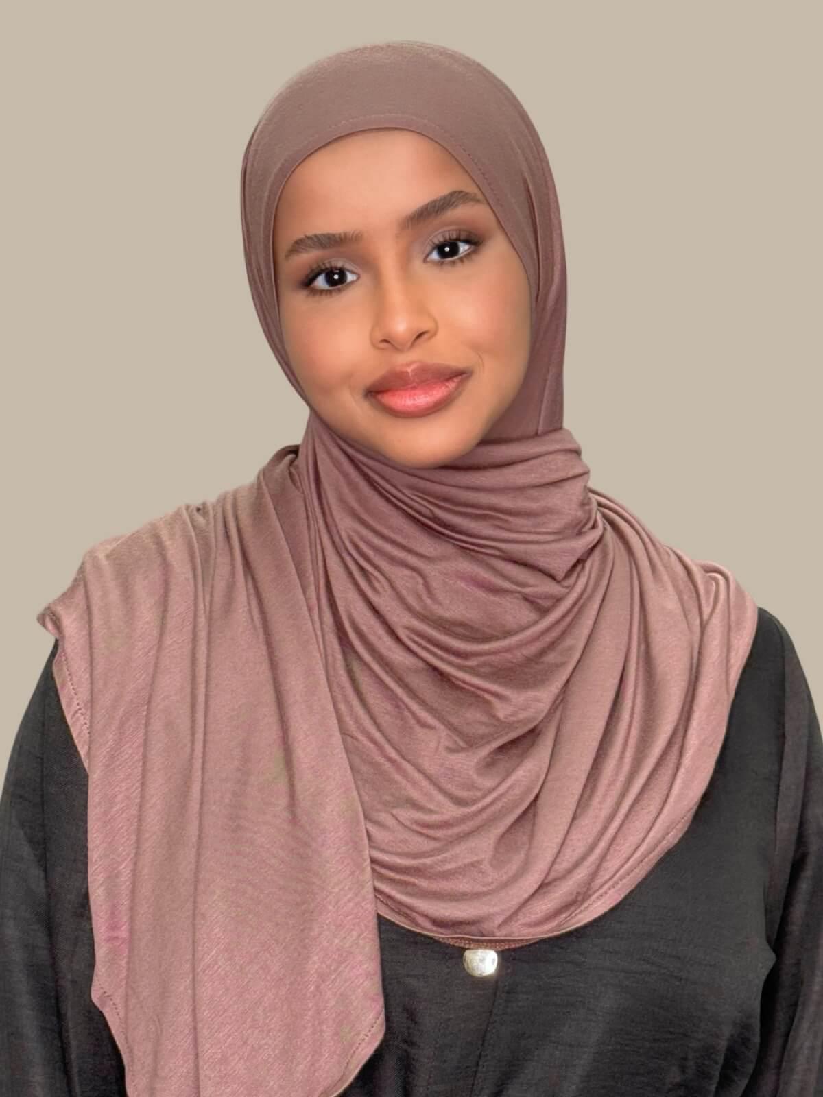 Pre-Sewn Jersey Hijab-Mocha Brown