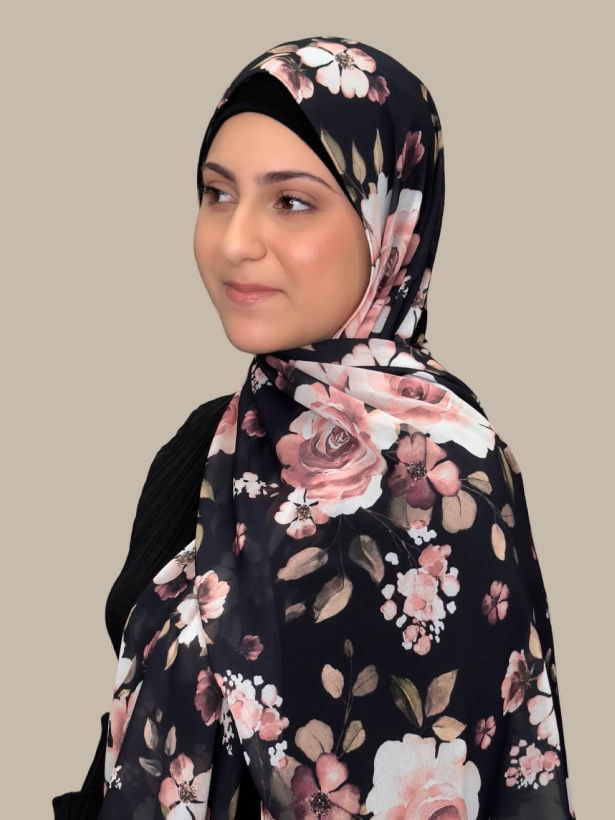 Modish Girl Printed Chiffon Hijab-Breathless Blossom