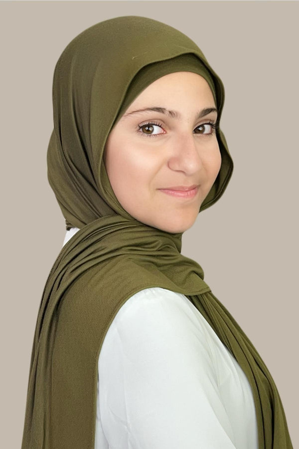 Modish Girl Premium Jersey Hijab-Olive Green
