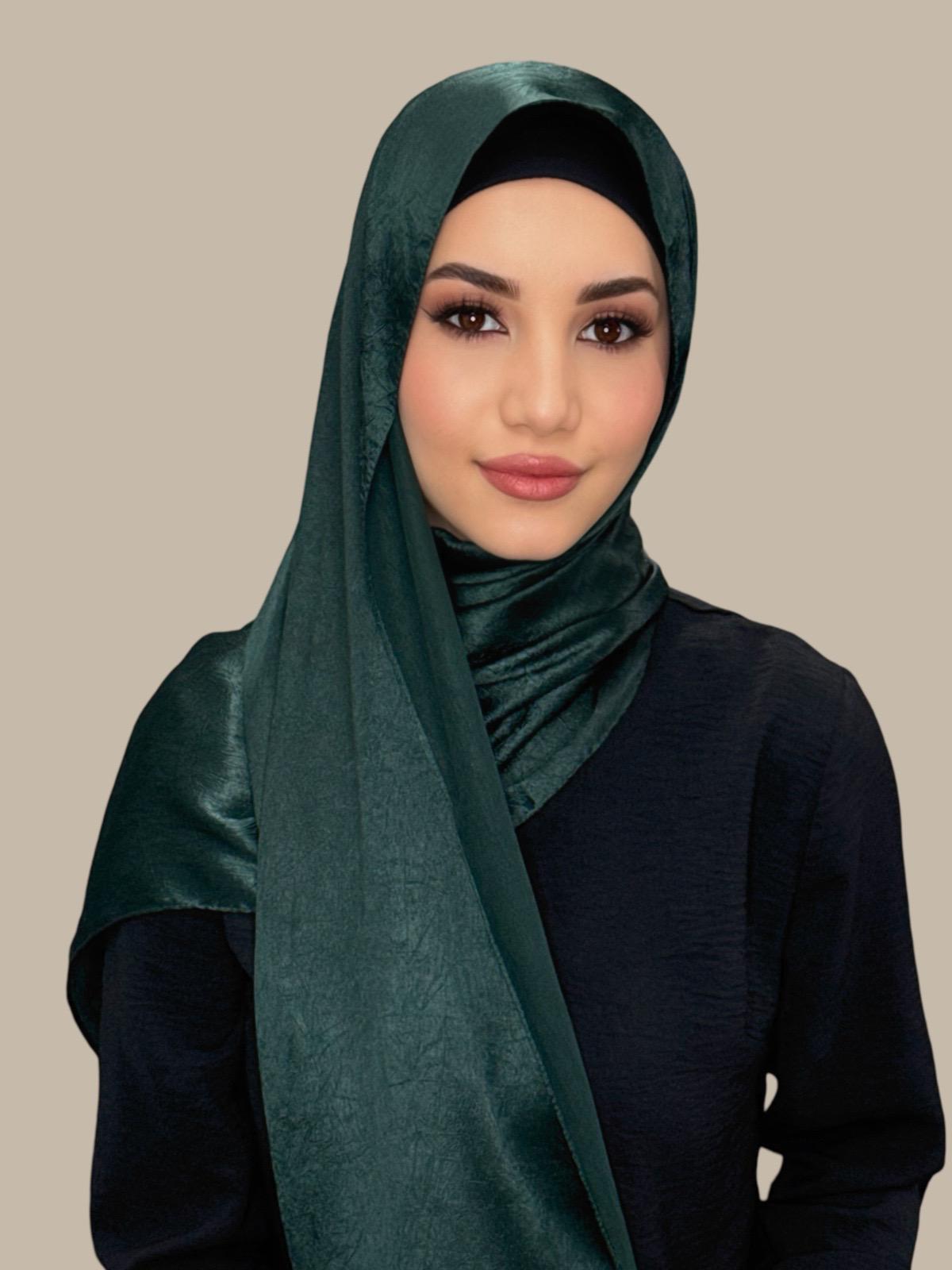Classic Satin Hijab-Dark Green