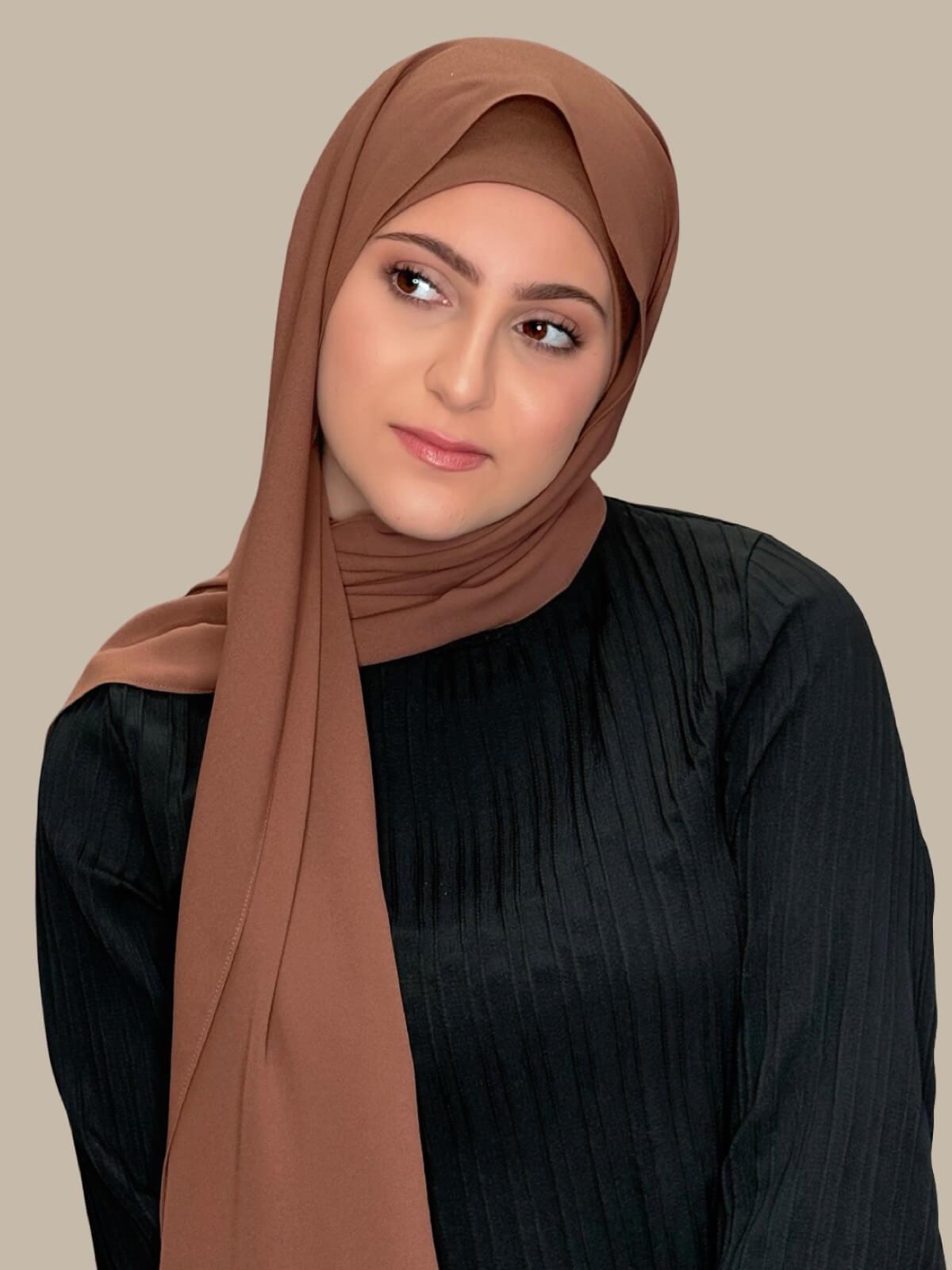 Modish Girl Matching Chiffon Hijab Set-Cinnamon