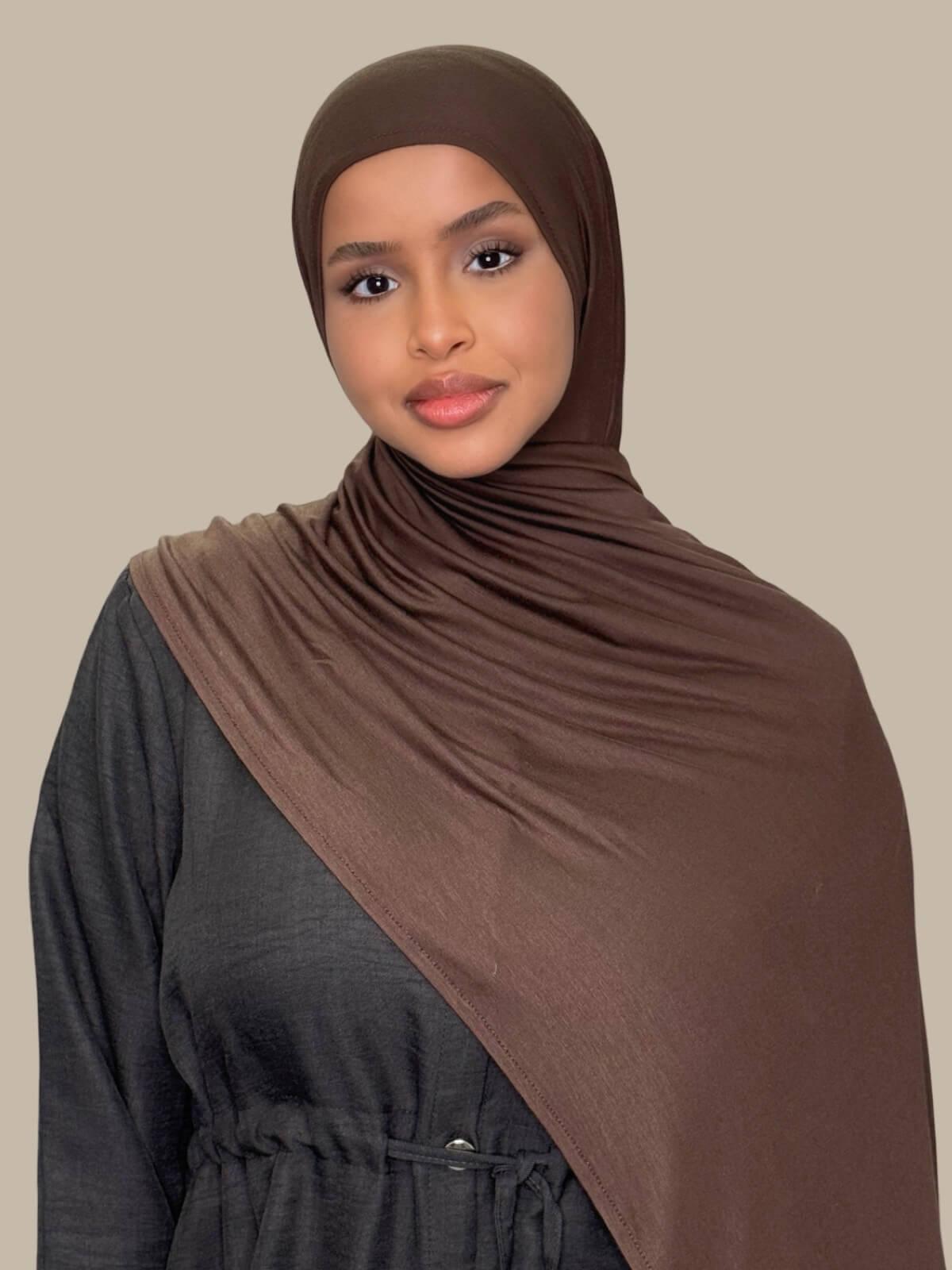 Pre-Sewn Jersey Hijab-Chocolate Brown