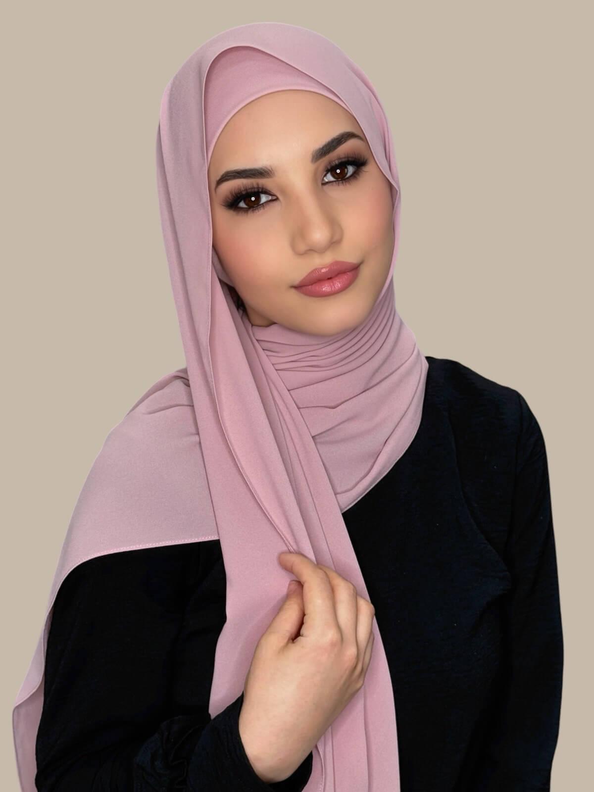 Matching Chiffon Hijab Set-Blush Rose