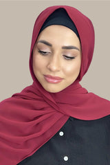 Luxury Chiffon Hijab-Blood Red