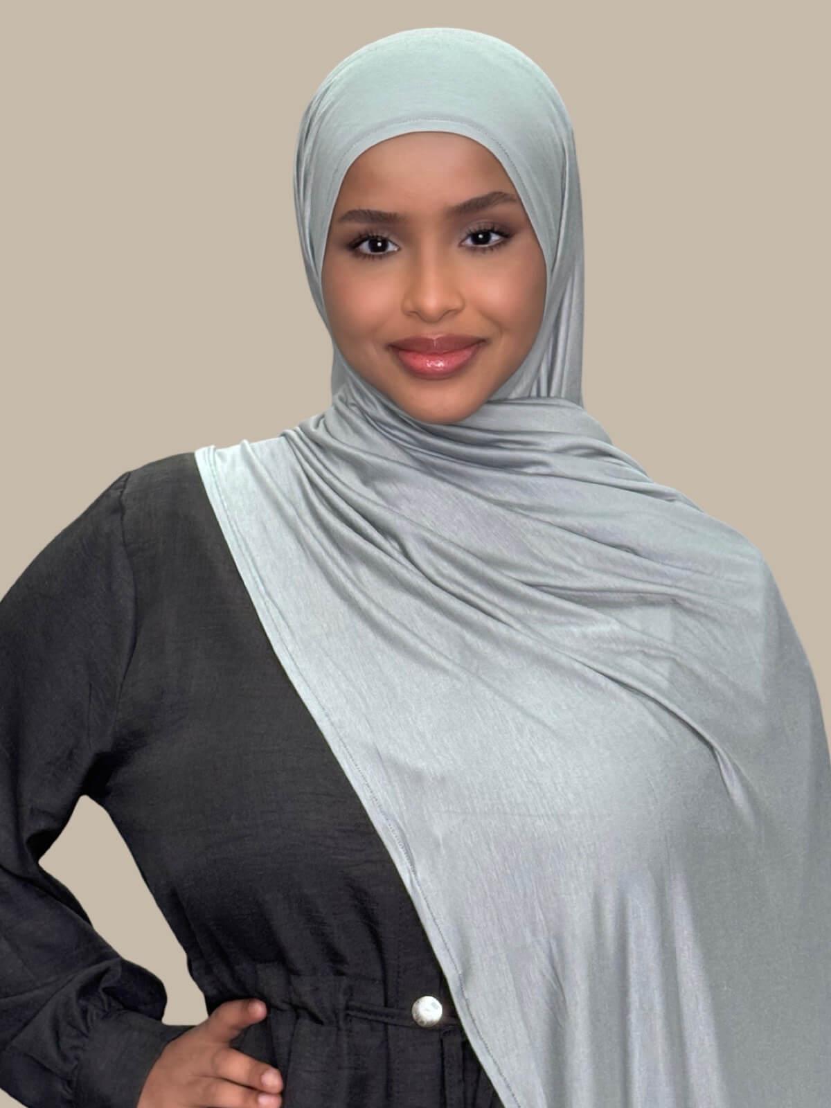 Pre-Sewn Jersey Hijab-Stone Green