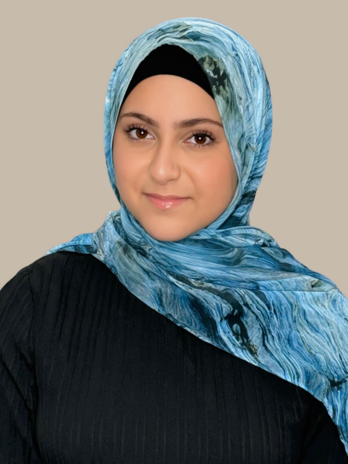 Modish Girl Printed Chiffon Hijab-Ocean Mist