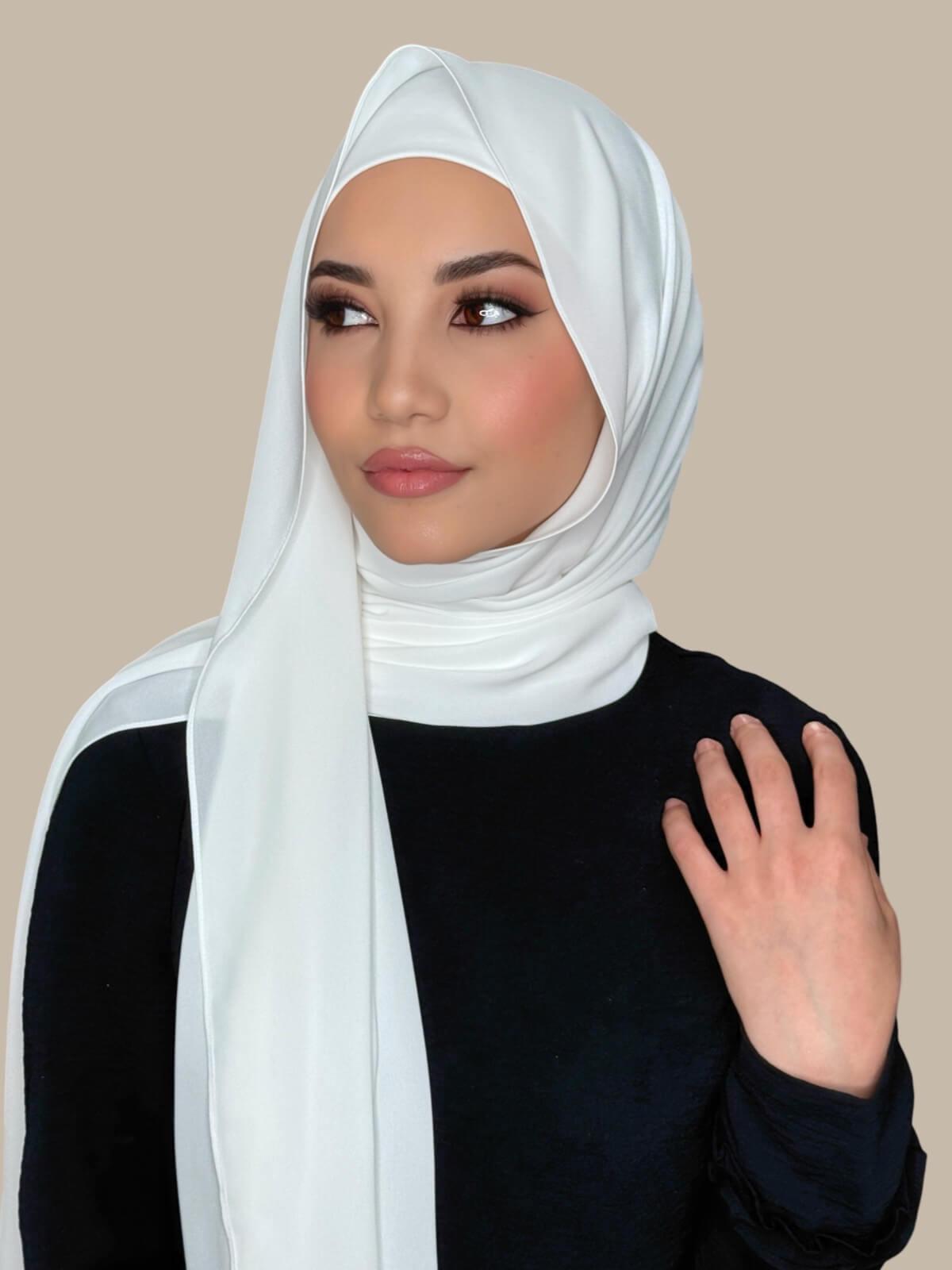 Matching Chiffon Hijab Set-White