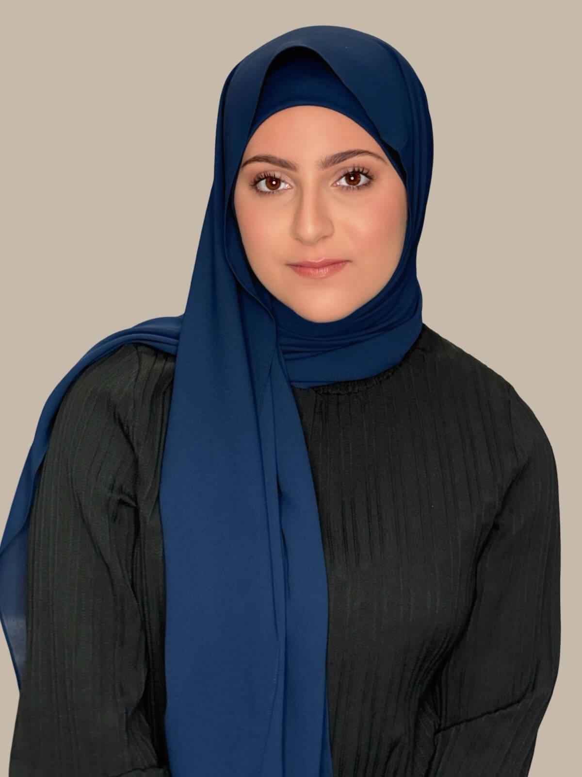 Modish Girl Matching Chiffon Hijab Set-Navy