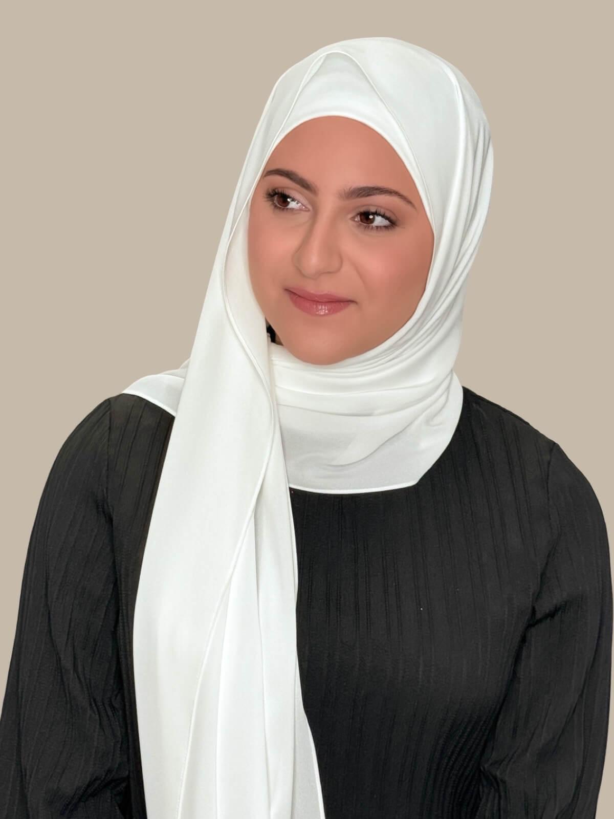 Modish Girl Matching Chiffon Hijab Set-White