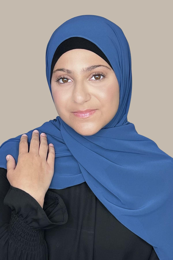 Modish Girl Luxury Chiffon Hijab-Blue Jay