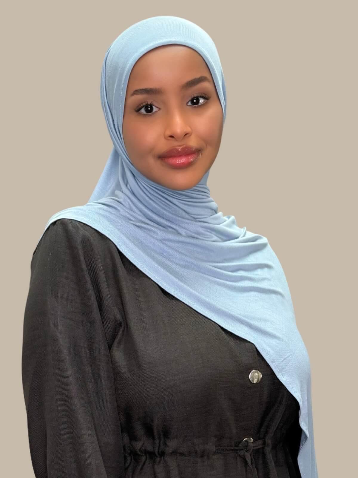 Pre-Sewn Jersey Hijab-Dusty Blue