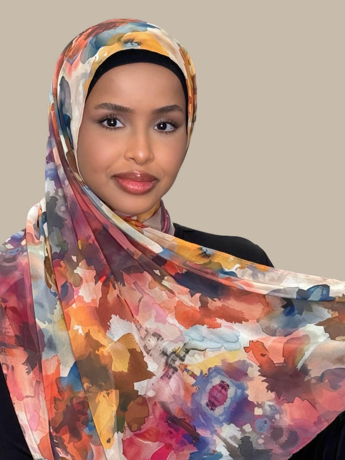 Printed Chiffon Hijab-Sienna Petals