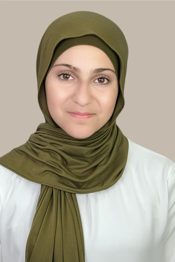Modish Girl Premium Jersey Hijab-Olive Green