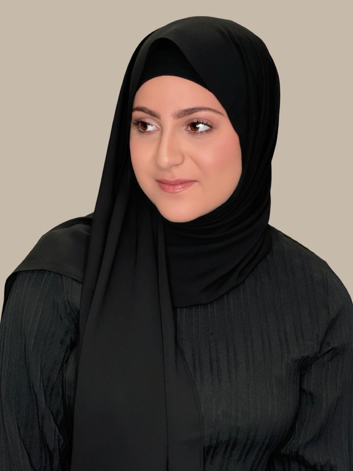 Modish Girl Matching Chiffon Hijab Set-Black