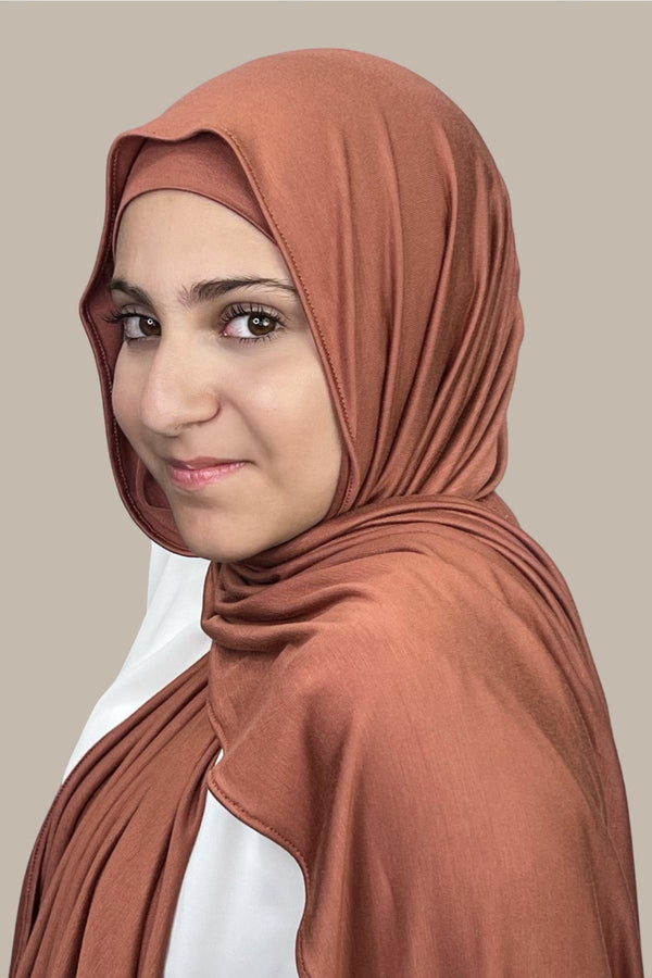 Modish Girl Premium Jersey Hijab-Brick Red
