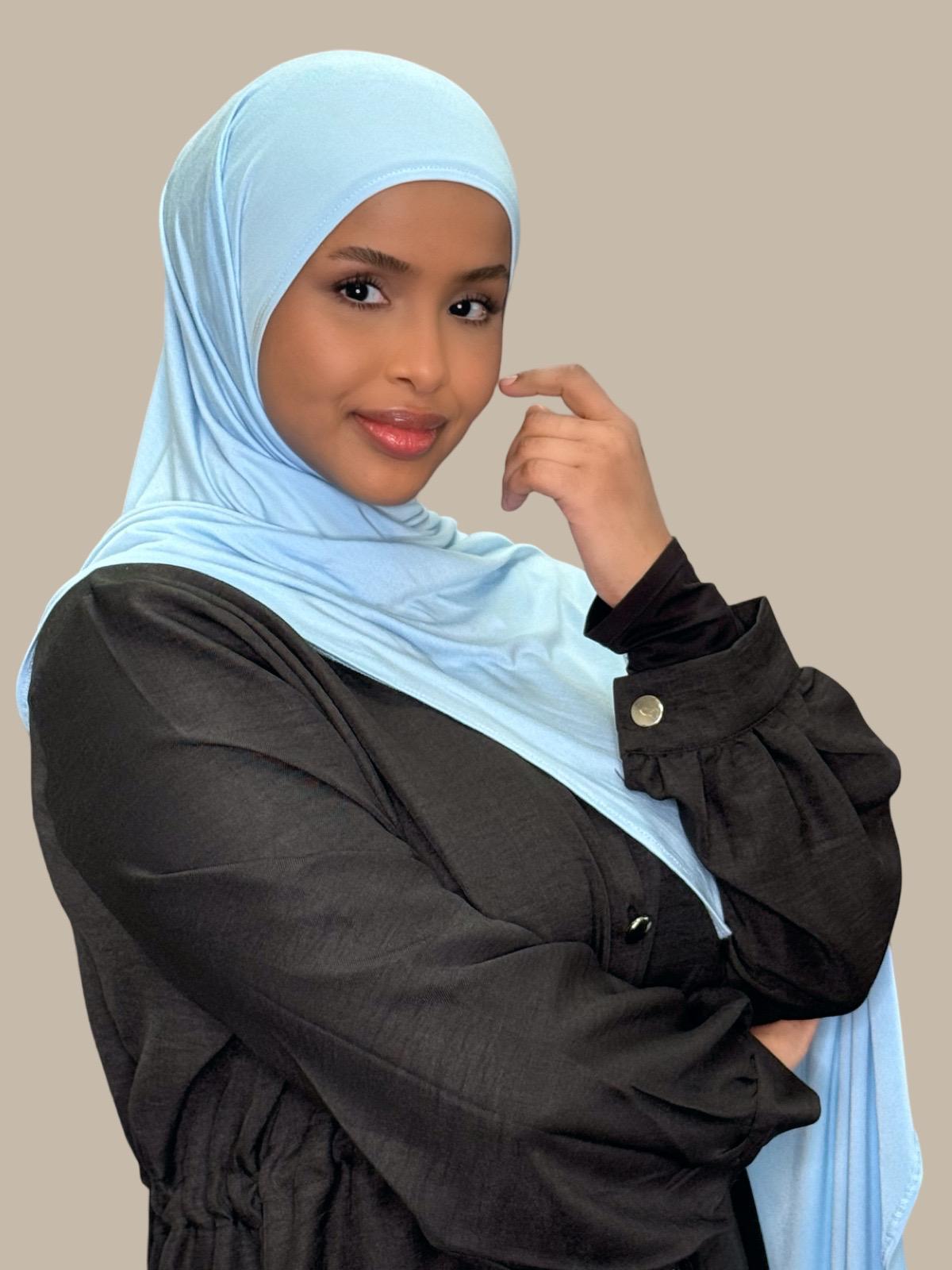 Pre-Sewn Jersey Hijab-Baby Blue