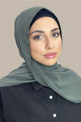 Luxury Chiffon Hijab-Army Green