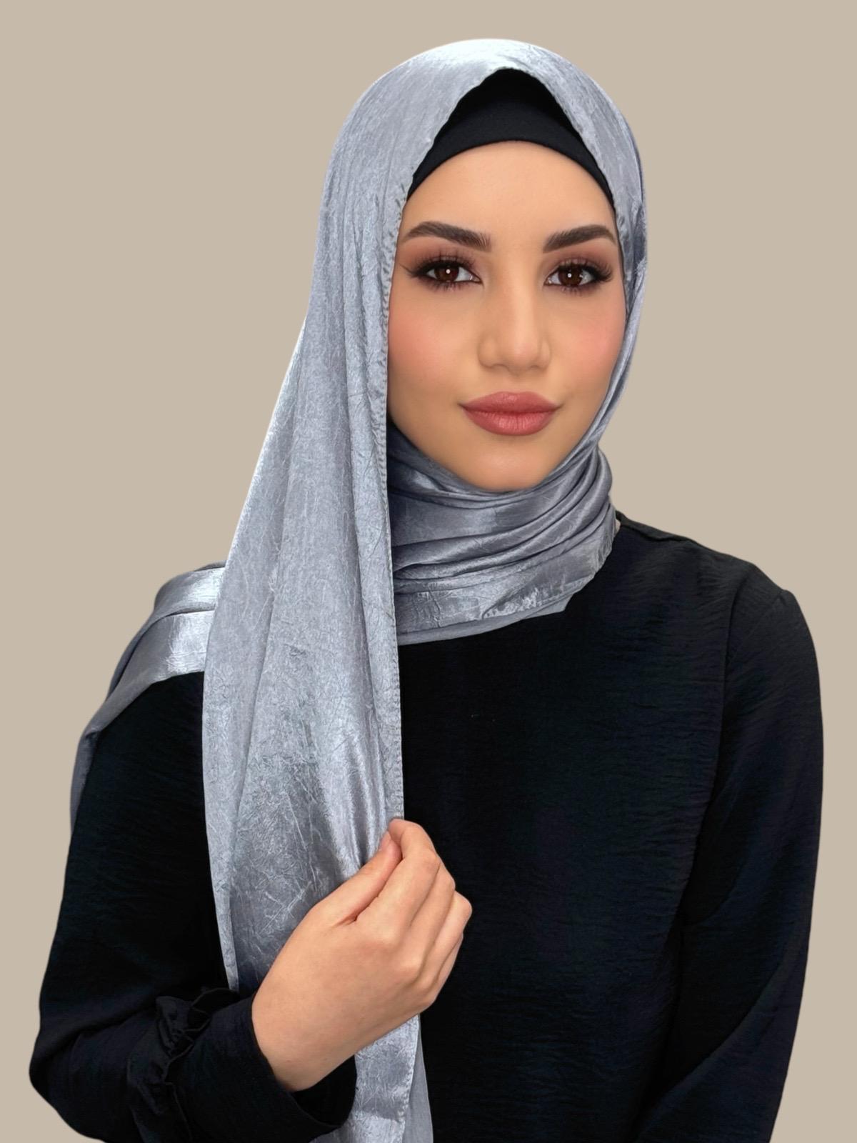 Classic Satin Hijab-Slate Dove Grey