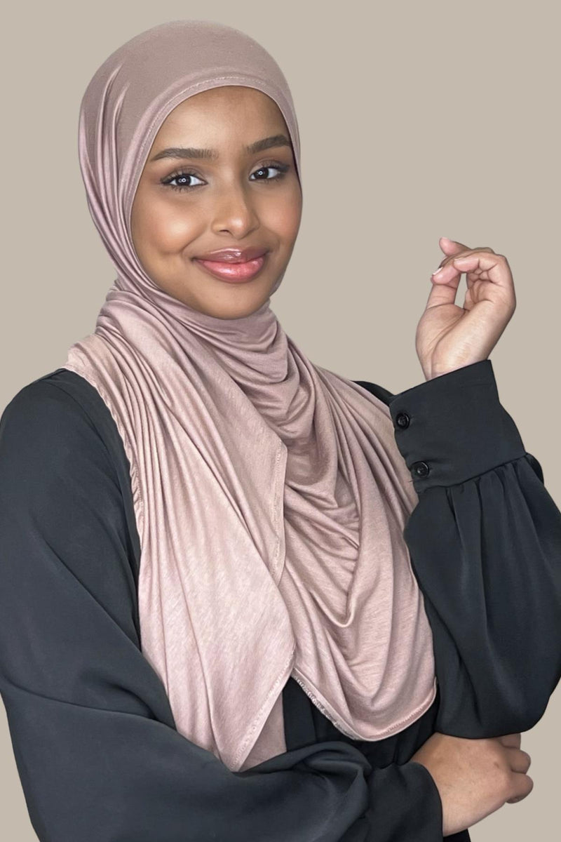 Pre-Sewn Jersey Hijab-Pale Taupe