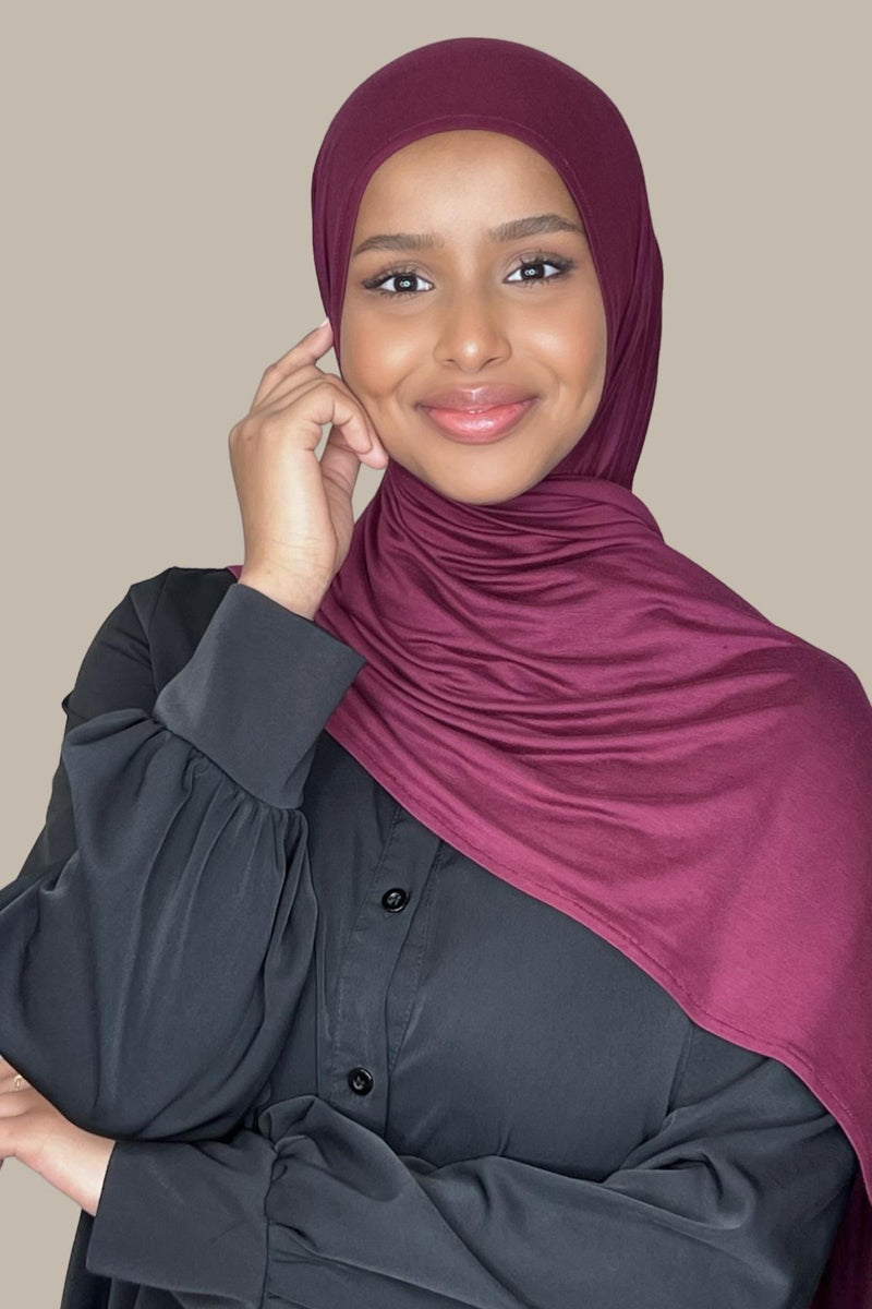 Instant Premium Jersey Hijab-Burgundy