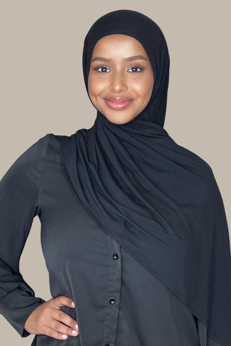 Pre-Sewn Jersey Hijab-Black