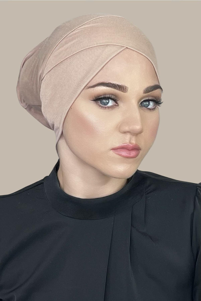 Premium Jersey Cross Front Underscarf -Warm Taupe