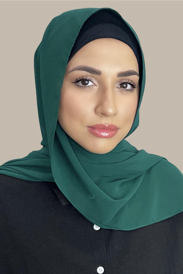 Luxury Chiffon Hijab-Forrest Green