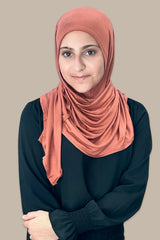 Modish Girl Instant Premium Jersey Hijab-Brick Red