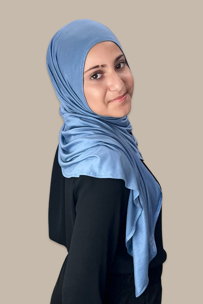 Modish Girl Pre-Sewn Jersey Hijab-Blue Grey