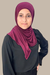 Modish Girl Pre-Sewn Jersey Hijab-Burgundy