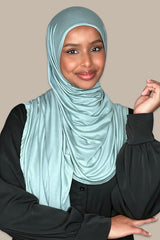 Pre-Sewn Jersey Hijab-Pale Cyan