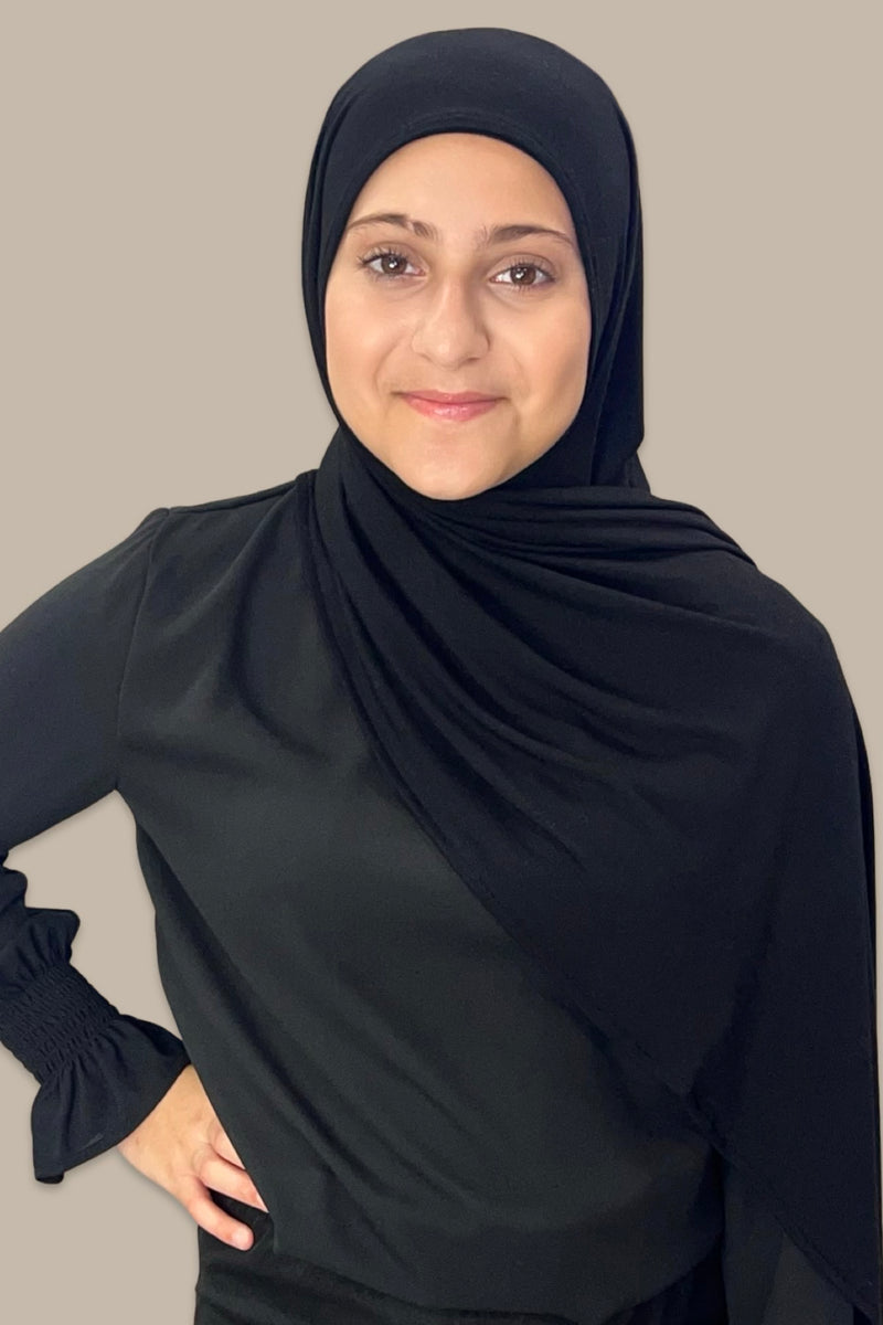 Modish Girl Pre-Sewn Jersey Hijab-Black
