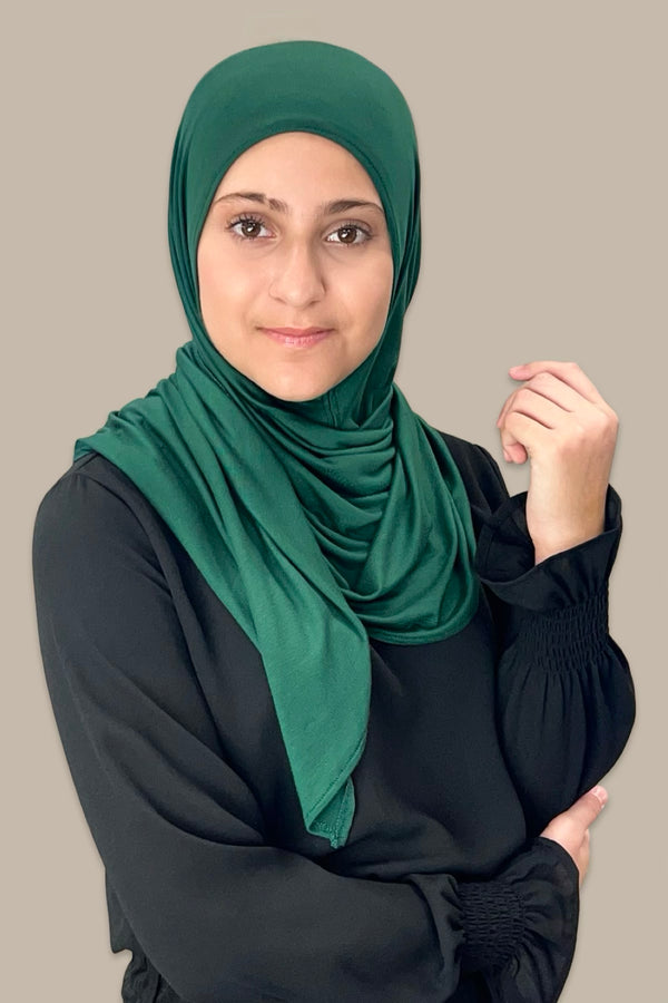 Modish Girl Pre-Sewn Jersey hijab-Forrest Green
