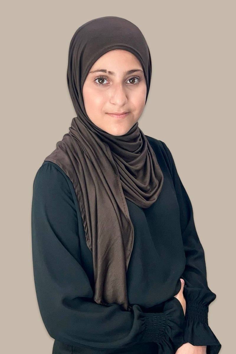 Modish Girl Pre-Sewn Jersey Hijab-Chocolate Brown