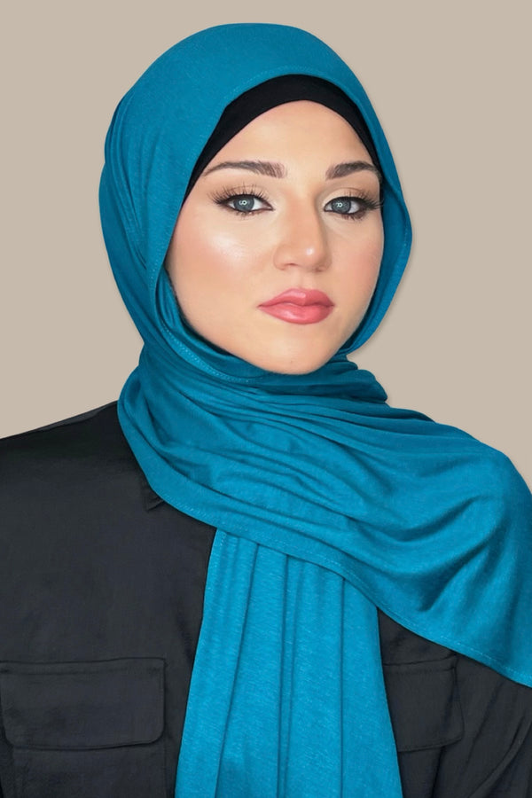 Classic Jersey Hijab-Peacock