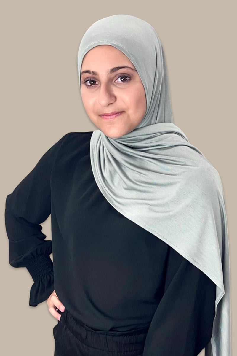 Modish Girl Pre-Sewn Jersey Hijab-Stone Green