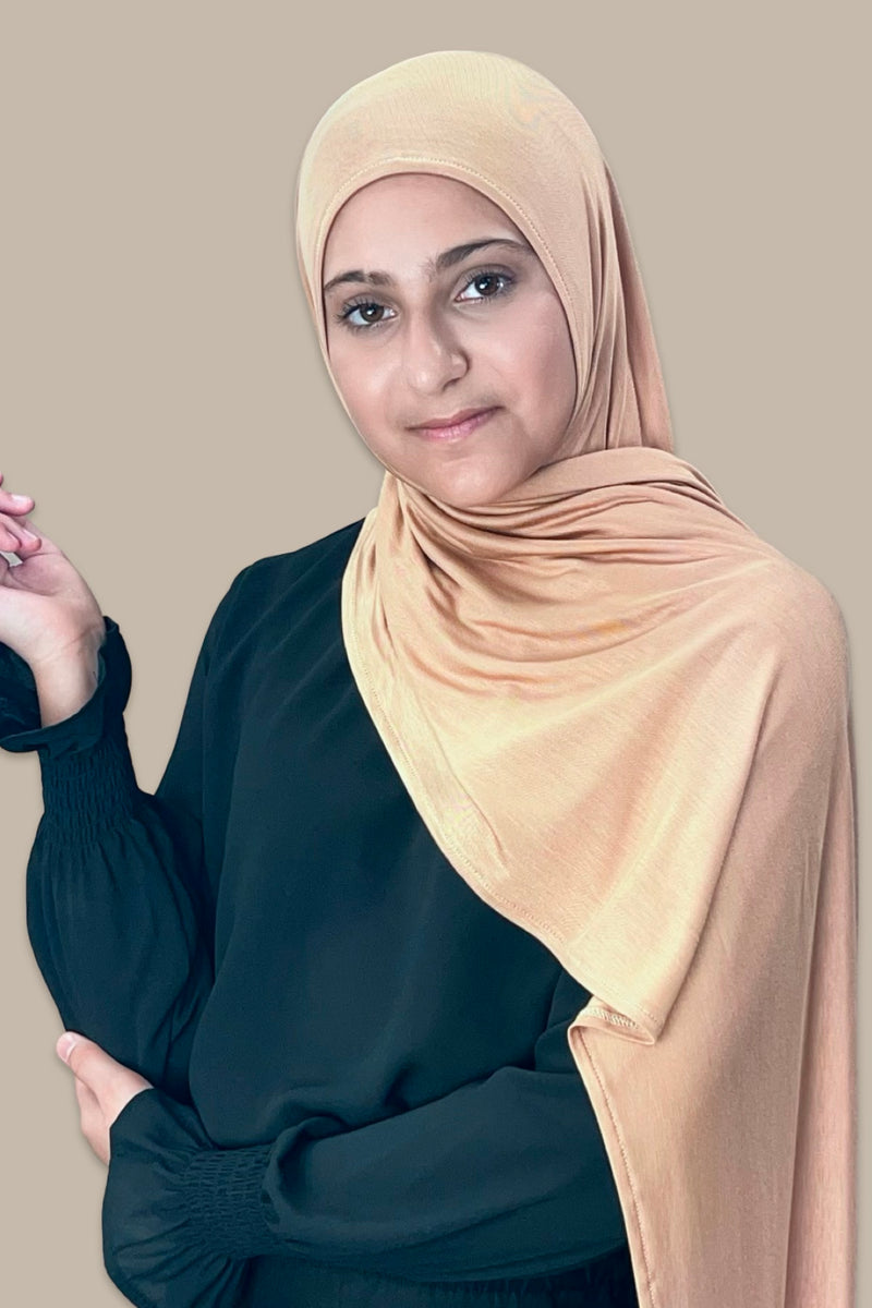 Modish Girl Instant Premium Jersey Hijab-Honey
