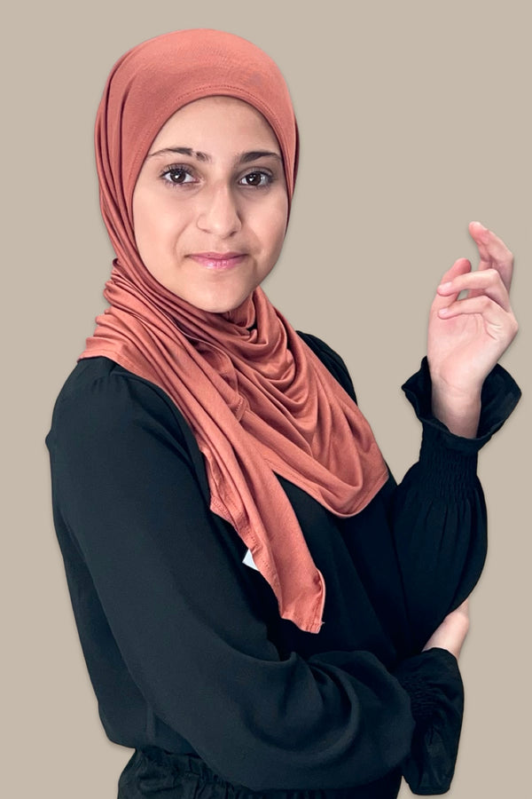 Modish Girl Instant Premium Jersey Hijab-Brick Red