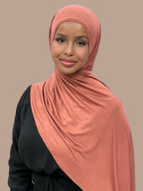 Instant Premium Jersey Hijab-Brick Red